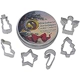 R&M International Mini Christmas Cookie Cutters, Snowman, Stocking, Star, Candy Cane, Tree, Angel, 6-Piece Set