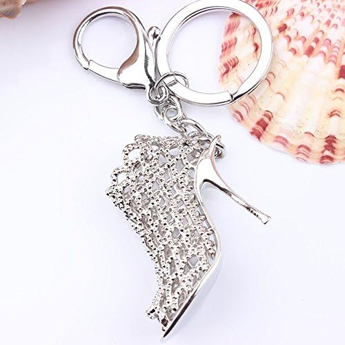 Cy3Lf Fashion Lady's High Heels Keychain, Creative Refinement Hollow Shoes Lady Gift (Silver)