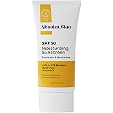 AbsolutSkin SPF 50 Moisturizing Sunscreen – Lightweight Daily Face Sunscreen with Aloe & Vitamin E – No White Cast – 60ml