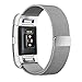 Fitbit Charge 2 Band, Milanese Fully Magnetic Closure Clasp Mesh Loop Stainless Steel Metal Bracelet Strap with Unique Magnet Lock, No Buckle Needed for Fitbit Charge 2 HR & Edition (Silver)