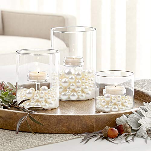 DomeStar Plastic Bead Pearls, 185 PCS 5 Sizes Assorted Pearls Bead Ivory Faux Pearls for Vase Filler Table Scatter Wedding Birthday Party Home Decoration