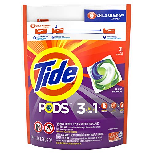 Tide PODS, Laundry Detergent Liquid Pacs, Spring Meadows, 31 Count - Packaging May Vary