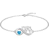 Fenthring Dolphin Anklet Dolphin Ankle Bracelets for Women Summer Beach Infinity Heart Anklets Sterling Silver Dolphins Gifts