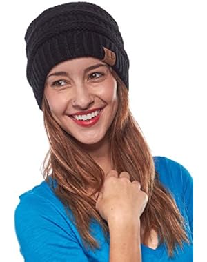 Trendy Warm Chunky Soft Stretch Cable Knit Beanie Skully
