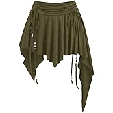 SweatyRocks Women's Asymmetrical Ruffle Skirt A Line Y2k Ruched High Waist Western Cowgirl Skirts