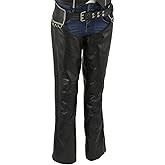 Milwaukee Leather LKL6706 Women's Classic Black Leather Motorcycle Biker Rider Chaps w/Bling Detail