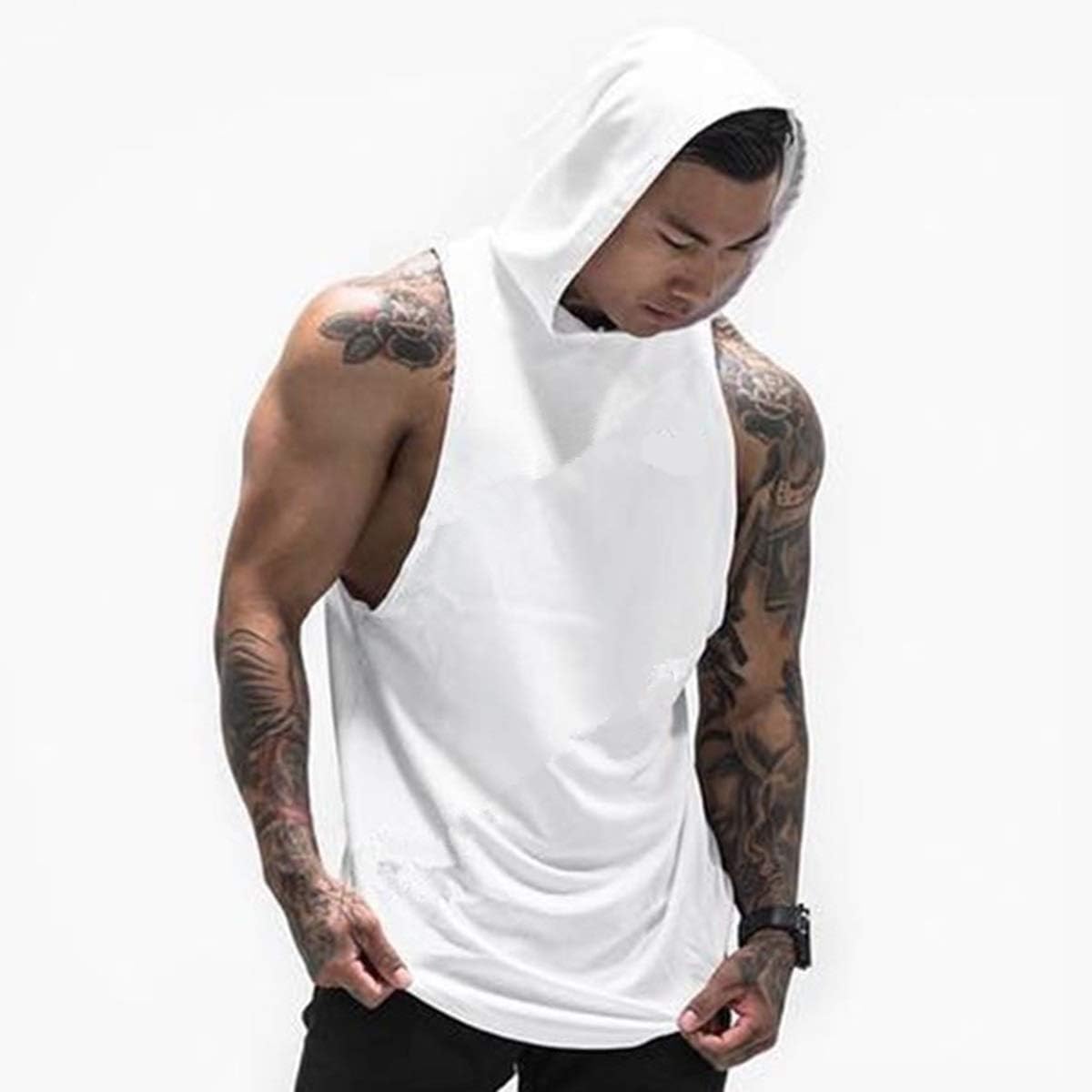 Muscle Killer 3 Pack Men's Workout Hooded Tank Tops Bodybuilding Muscle Cut Off T Shirt Sleeveless Gym Hoodies: Clothing