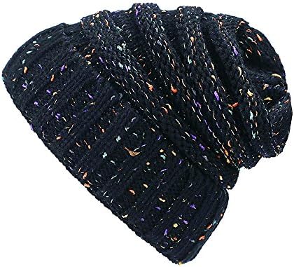Knit Beanie Hat,Warm Chunky Soft Stretch Knit Cap Slouchy Beanie Skully Hat