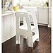Guidecraft Kitchen Helper Tower Step-Up - White: Kids' Wooden, Adjustable Height, Step Stool with Safety Rails for Little Children - Toddler Learning Furniture