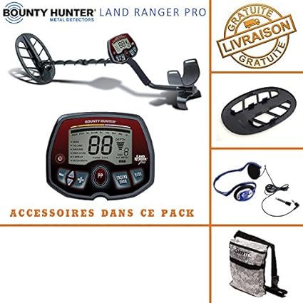 Bounty Hunter - Detector de Metales Land Ranger Pro con Protector de Disco, bolsa de