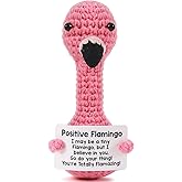 Positive Crochet Animals Flamingo Emotional Support Crochet Doll for Women Friends Already Made Handmade Cheer Up Gifts