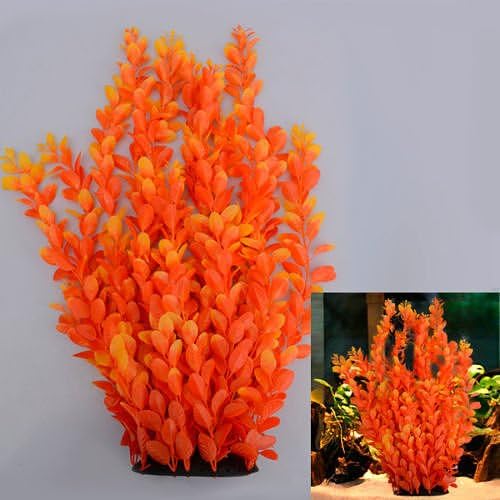 41cm for Aquarium Fish Tank Ornament Decoration Orange Grass Plastic Water Plant Set10