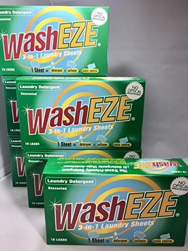Washeze Detergent Sheets (60 loads of laundry) Unscented Laundry Sheets Convenient For Traveling Best Value LiquidlessTechnology- No Plastic Jugs