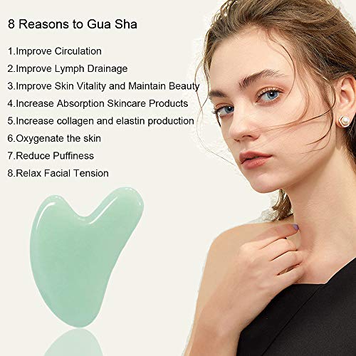Ditind Gua Sha, Jade Stone Gua Sha Massage Tool, Guasha Tool for Face and Body Skin Massage. Gua Sha Set for Toxins… - Image 2