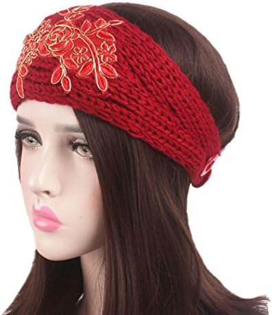 Whgo Women Ladies Boho Turban Head Warp Hair Band Knitting Wide Elastic Headband (Red)
