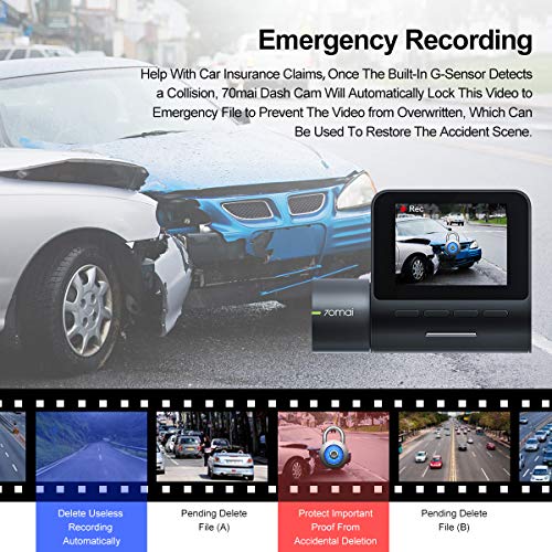 70mai Dash Cam, 1944P FHD Front Car Dash Camera with GPS Module, Voice Control, Parking Monitor, APP Control Dashboard Camera Recorder, WDR, G-Sensor, 140° Wide Angle Car Smart DVR with Night Vision