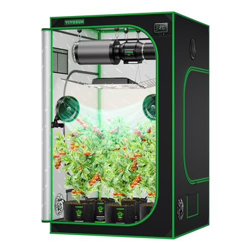 VIVOSUN Growzelt 120x120x200cm mit Reflektierende Mylar für IndoorAnbauzelt