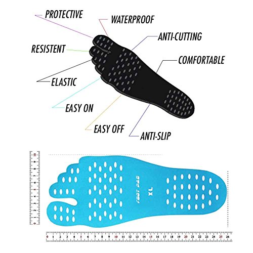 Fenta Barefoot Invisable Shoes Insole Stick For Beach Wear Yoga Spa Indoor Wear (black+blue+pink/3 pairs total, Large)