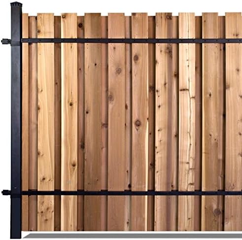 6 ft. x 8 ft. Black Aluminum Middle Post Fence Panel Kit with 8 ft. Post