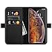 ZOVER iPhone Xs/X Case Genuine Leather Wallet Case Support Wireless Charging Magnetic Car Mount Holder Kickstand Feature Magnetic Closure Gift Box Black