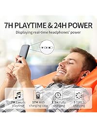 Sandoo Auriculares inalámbricos, Bluetooth 5.0, 24H Playtime y Deep Bass 3D Stereo Sound, IP68 Deportivos Sudaderos Auriculares in Ear con Controladores Graphen Mejorados, Micrófono Integrado y Funda de Carga
