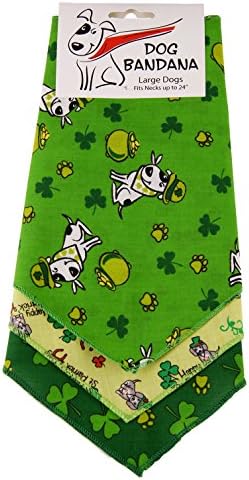 BANDANAS UNLIMITED Tie on Triangle St. Patrick's Day Bandanas for Large Dogs (3 Pack), 29"