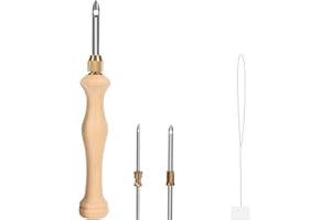 Pllieay Punch Needle, Wooden Punch Needle Tool, Adjustable Embroidery Punch Needle Tool for Punch Needle, DIY Craft Stitching