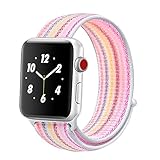 Winmy Sport Loop Band Compatible with Apple Watch Bands 40mm 38mm, Lightweight Breathable Woven Nylon Replacement Strap for iWatch Series 4 3 2 1 - Pink Rainbow Stripe
