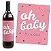 Big Dot of Happiness - Hello Little One - Pink and Gold - Welcome Baby Girl Party Gift for Women and Men - Wine Bottle Label Stickers - Set of 4