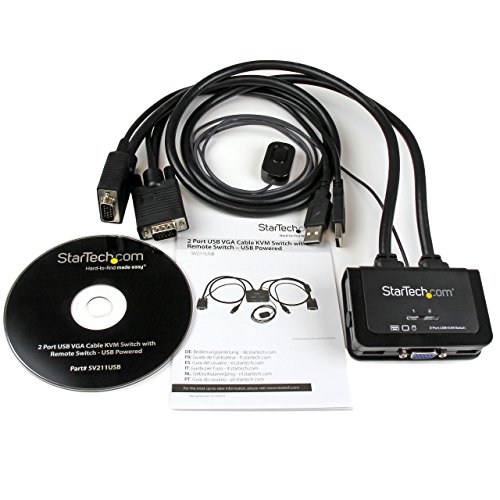 StarTech.com 2 Port USB VGA Cable KVM Switch USB Powered with Remote Switch Dual Port VGA KVM Switch