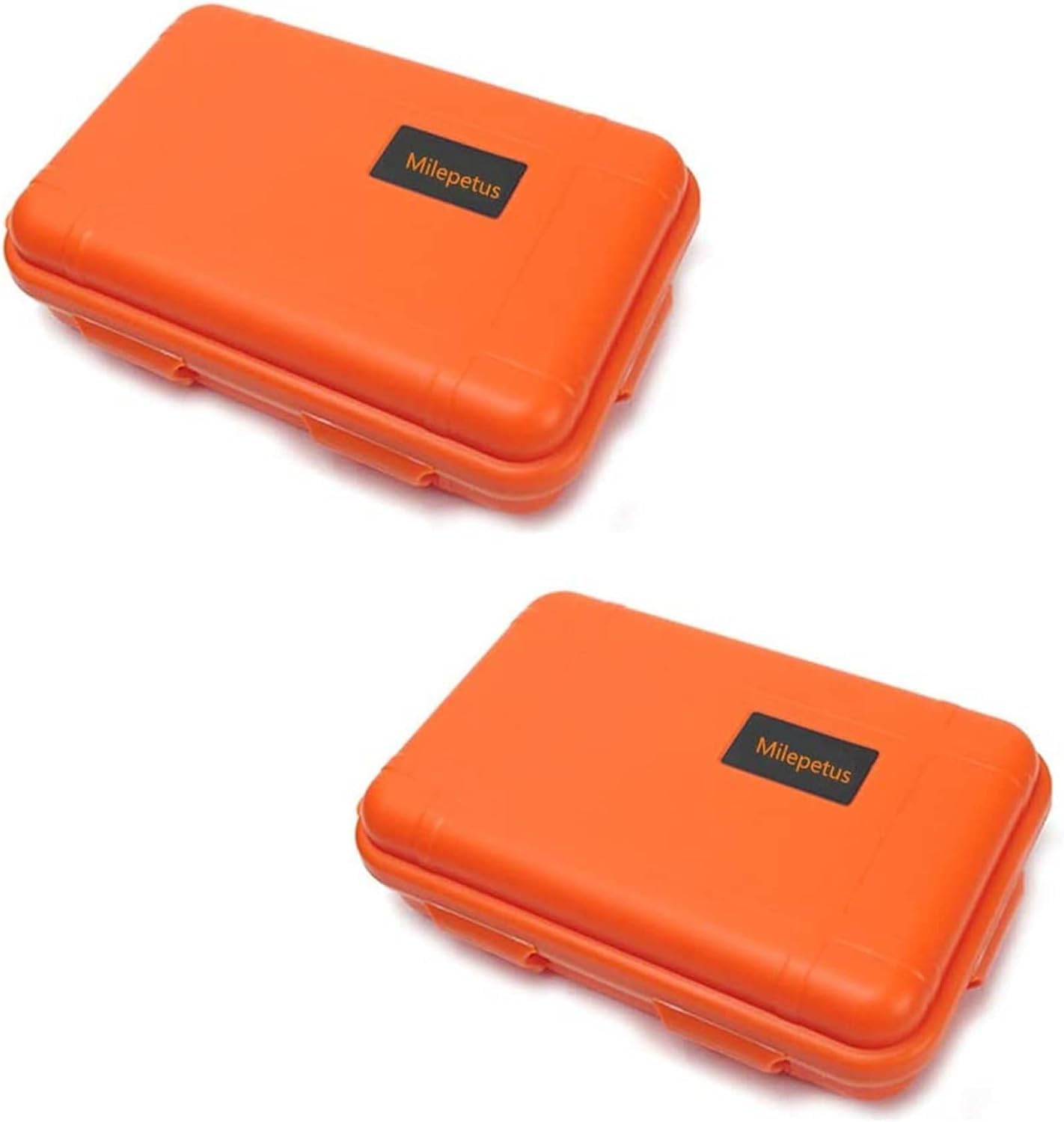 Milepetus 2pcs Large Outdoor Shockproof Waterproof Boxes Survival Airtight Case Plastic Survival Box Container Storage Case (Orange, Large)