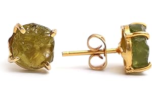 GEMPIRES NATURE’S TREASURE Gempires Natural Raw Prong Setting Stud Earrings, 8-10 mm Crystals Earring, Handmade Jewelry, Gift for Her