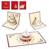 Ohuhu 3-Pack Birthday Cards 3D Pop Up Happy Birthday Greeting Card, 3 Birthday Cake Styles with 3 Envelopes