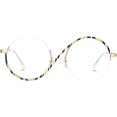 Zeelool Chic Semi-rimless Round Eyeglasses Frames for Women Fashion Blue Light Glasses with Spring Hinges Elphaba Cosplay