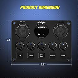 Nilight 90101E 5Gang Multi-Function 5 Gang Rocker