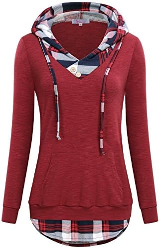 Misswor Womens V-Neck Long Sleeve Pullover Sweatshirt Hoodies