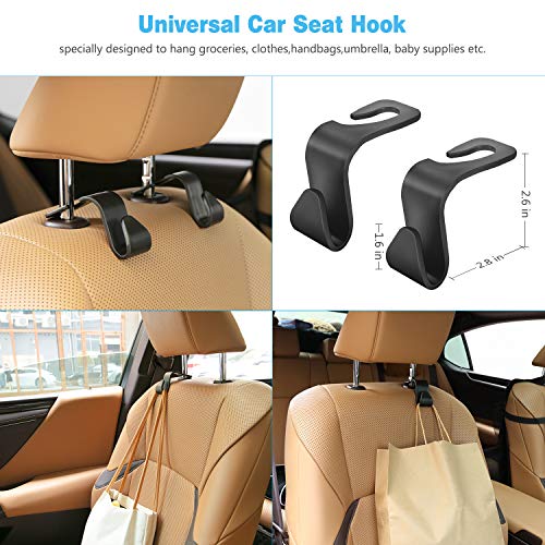 Car Backseat Organizer-2 Pack Universal Car Seat Back Protectors Kick Mats with 12 Storage Pockets, Car seat Organizer for Kids Baby Toy Tissue Bottle Vehicle Travel Accessories + 2 Car Headrest Hook - Thumbnail 6
