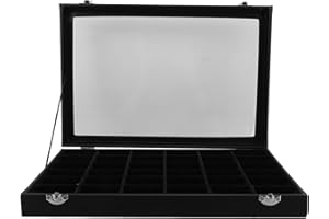 TOMETURE Rock Display Box 36-grid Pu Leather Large Rock Collection Storage Case with Compartments for ’