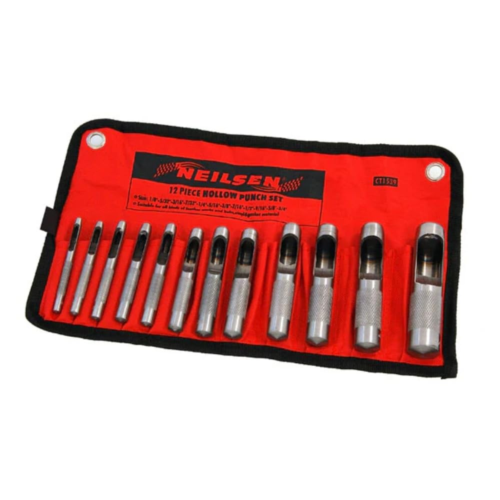 Neilsen CT1539 12pc Hole Punch Set Hollow Punch Set Sizes 1/8in to 3/4in