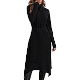 Jayscreate Women's Fall Sweater Dress 2023 Long Sleeve Midi Tie Front A-Line High Waist Winter Business Casual Dress