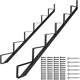 DIYHD 6-Step Outdoor Steel Stair Stringer for Deck Height 50in, 2 Pack | One-piece steel stringers support up to 500 lbs, Powder-coated black, Ideal for decks, porches, patios, and outdoor stairs