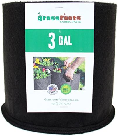 (10 Pack) 3 Gallon Black Grassroots Fabric Pot - Grow Pot and Aeration Container