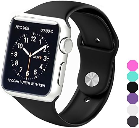 Apple Watch Band,Soft Silicone Sports Replacement Wristband for Apple Watch (Black, 38mm-S/M)
