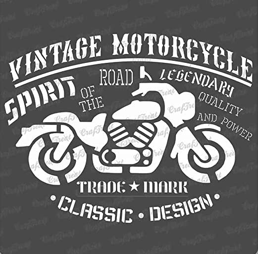 CrafTreat Reusable Motorcycle Stencils for Painting on Wood, Canvas, Paper, Fabric, Wall and Tile - Vintage Motorbike -6x6 Inch - Bike Stencil - DIY Art and Craft Stencils for Home Decor