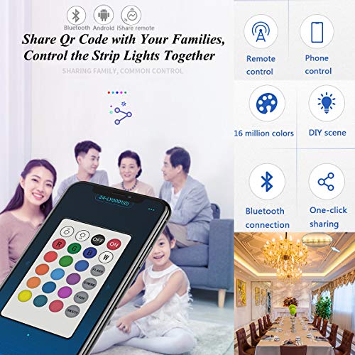 image for LiyuanQ LED Strip Lights, Share Control with APP 16.4ft/5m Plug in RGB