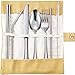 Tatuo 7 Pieces Portable Stainless Steel Flatware Set Travel Cutlery Silverware Set Reusable Utensils with Case, Stainless Steel Knife Fork Spoon Chopsticks Straws (Silver)
