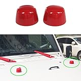 MOEBULB Windshield Stops Front Hood Loop Protective Cap Cover for 2007-2017 Jeep Wrangler JK（ Stops Loop Cap , Red ）