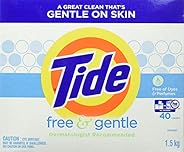 Tide Free and Gentle Powder Laundry Detergent, Unscented, 1.5 kg (40 Loads) - Packaging May Vary