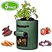 Delxo 5 Pack 7 Gallon Potato Growing Bags, Planter Garden Grow Bags with Flap, Double Layer Breathable Nonwoven Cloth for Planting,Vegetable,Tomato,Aeration Fabric Pots with Handles Green