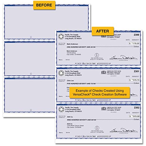 VersaCheck Secure Checks 750 Blank Business Checks Blue Premium 